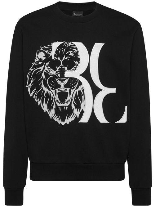 Lion-print cotton sweatshirt - Black