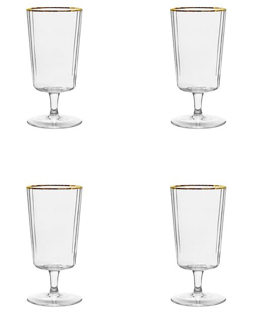 Set of 4 Grace Gold Rim Glassware: Water Goblet