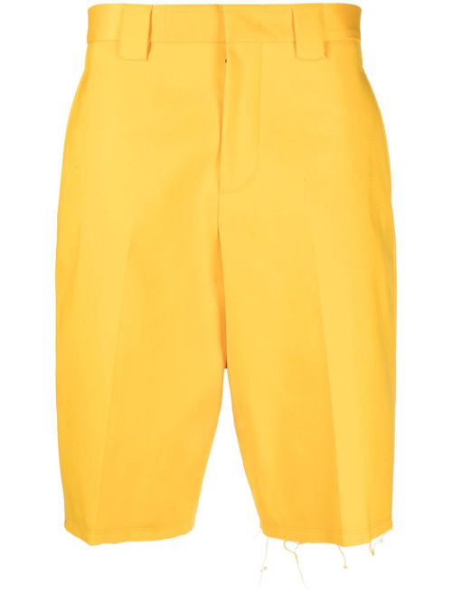 Distressed cotton shorts - Yellow
