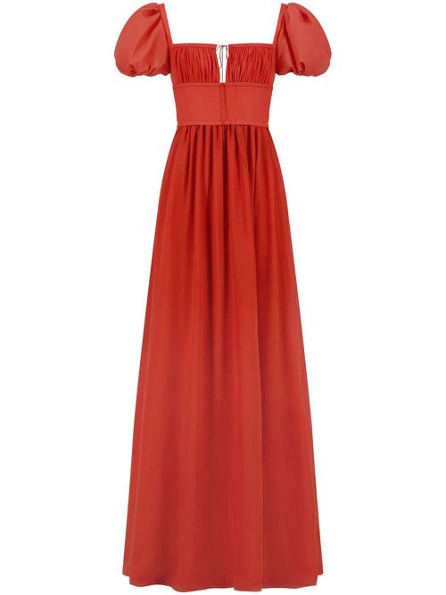 Puff-sleeve maxi dress - Orange