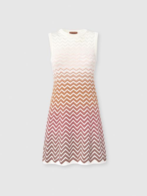 Missoni - Sleeveless Chevron Dégradé Cotton and Viscose Mini Dress, Women, Pink & Rust