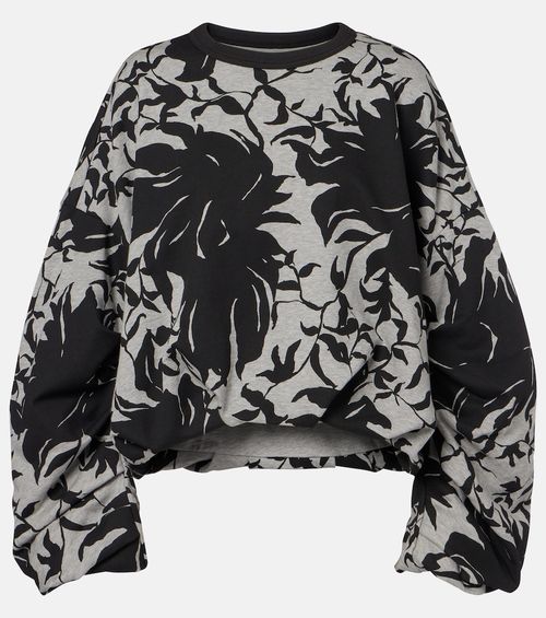 Draped floral cotton jersey sweatshirt