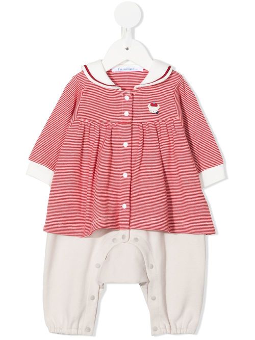 Logo-embroidered striped dress