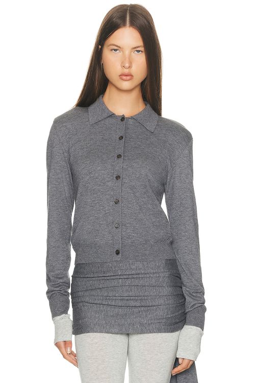 Helsa Kerstin Knit Cardigan in Medium Heather Grey - Grey. M also in XXS, XS, S