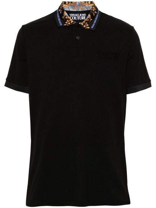 Logo-embroidered cotton polo shirt - Black