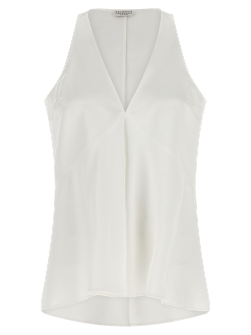 Cotton-Silk Blend Tank Top — White