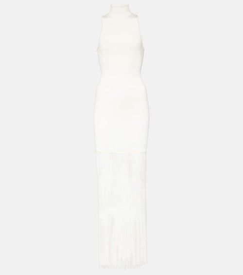 Zare fringed ribbed-knit maxi dress