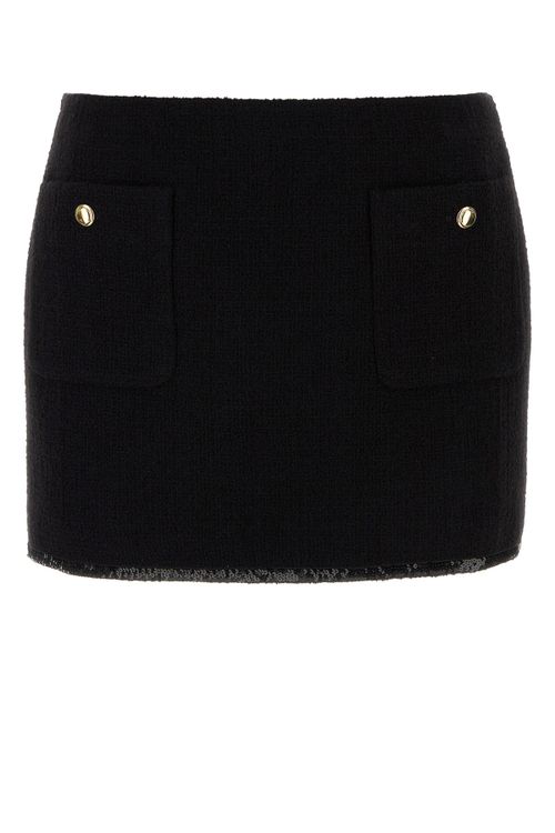 Wool-Blend Knit Skirt — Black