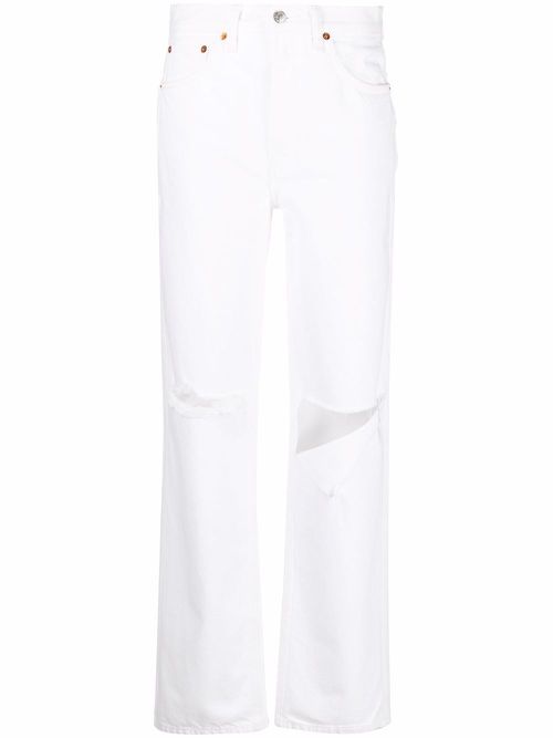 Pipe high-waist straight jeans - White