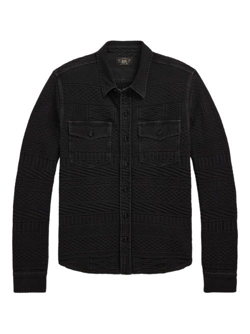 Julius patterned-jacquard shirt - Black
