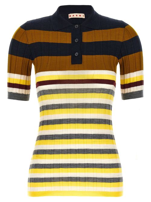 Ribbed Wool Polo Shirt