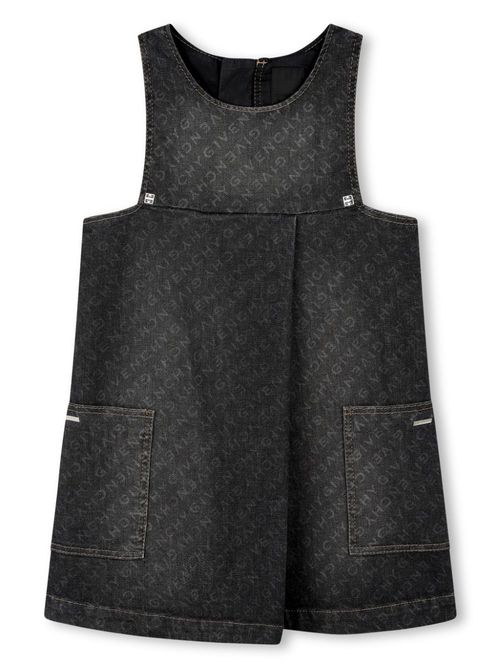 Logo-print denim dress - Black