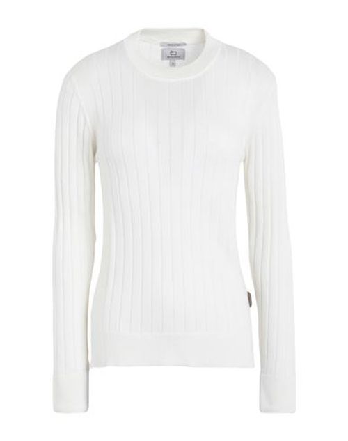 Cotton Ribbed Crewneck Woman Sweater White