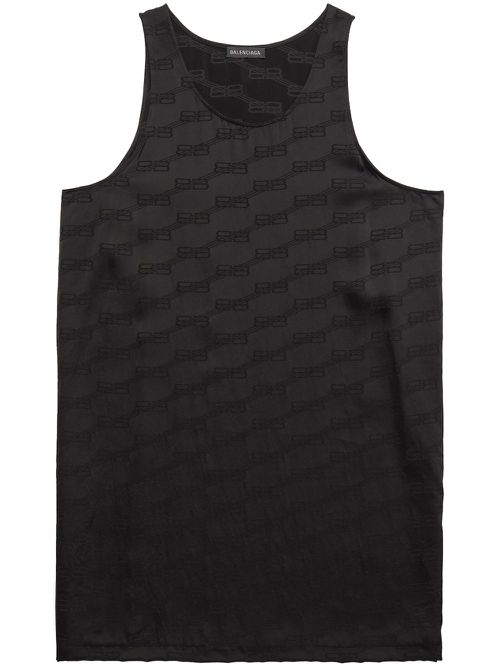 Monogram sleeveless top - 1000 -Black