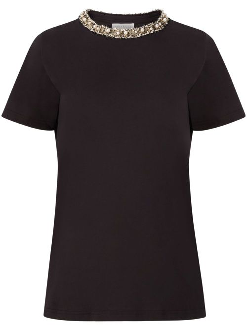 Beaded detailing t-shirt - Black