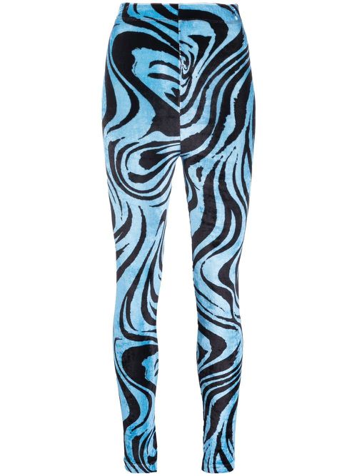 Velvet swirl-print leggings - Blue