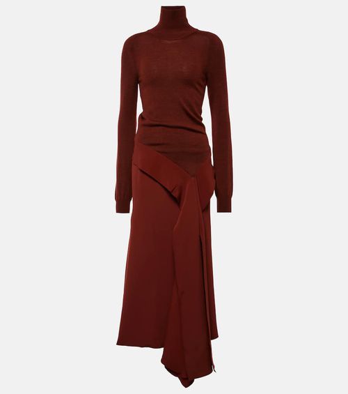 Tie-detail wool midi dress