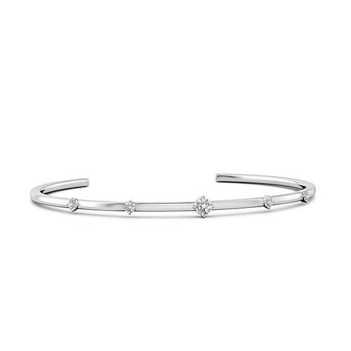Angara 0.51 CTW Five-Stone Round Diamond Station Cuff Bracelet in Platinum
