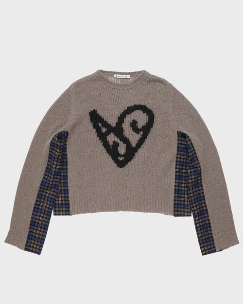 Acne Studios Sweater Relaxed Fit Deconstructed Heart Taupe