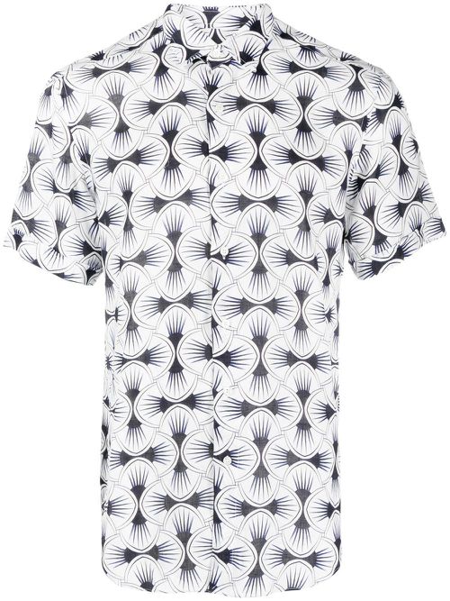 Geometric-print short-sleeve shirt - White