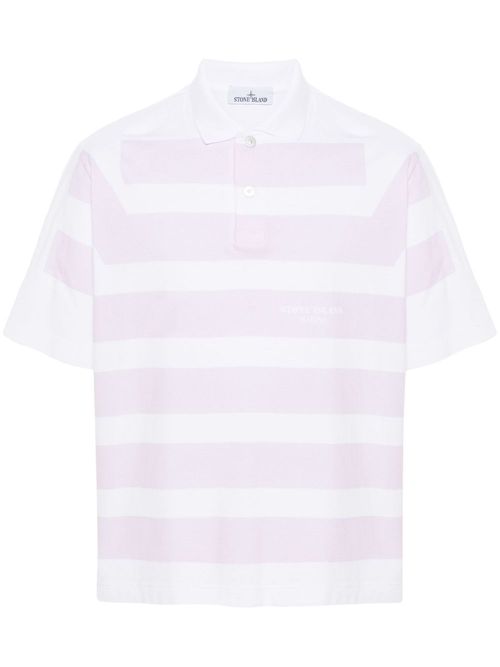 Striped cotton polo shirt - White