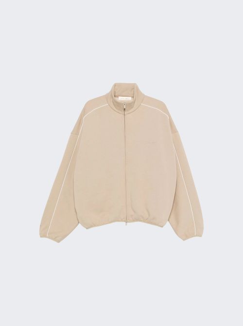 Modern Fit Fleece Track Jacket Timber And Cloud White