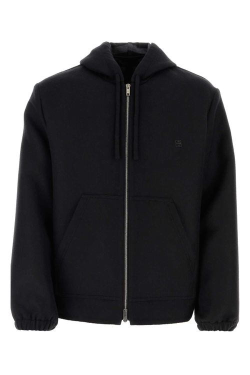 Wool Blend Hooded Sweatshirt — Black