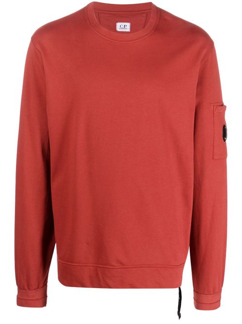 Side zip-fastening cotton sweatshirt - Red