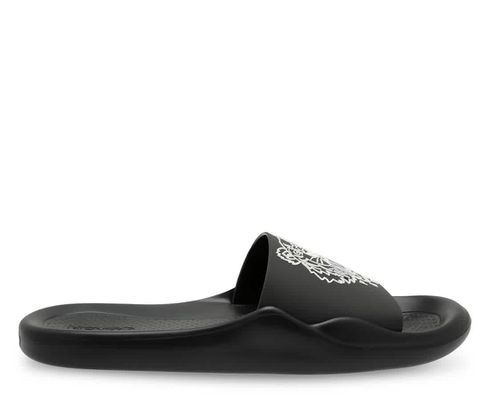 Ladies Tiger Rubber Pool Slides In Black