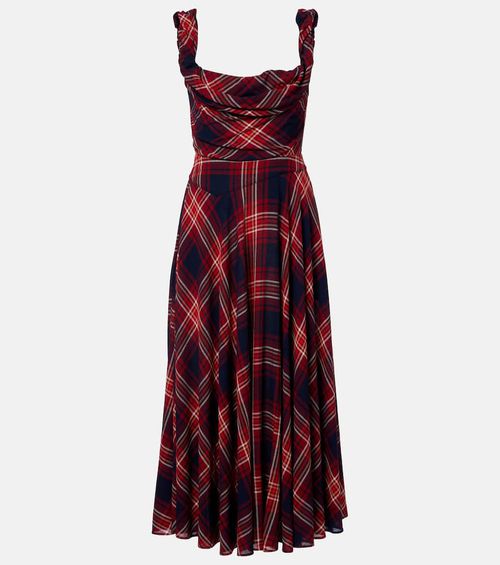 Chichi draped plaid midi dress