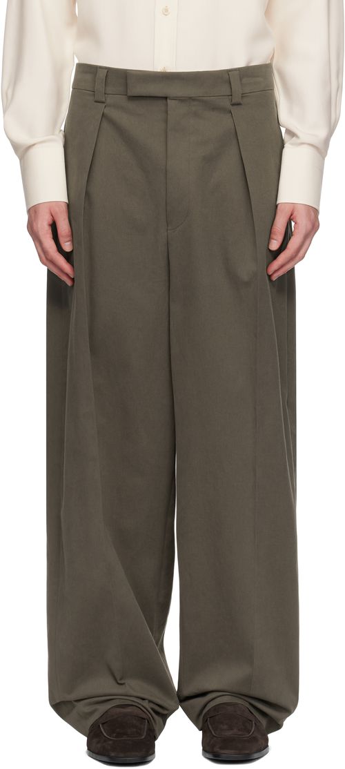 Ferragamo Brown Inverted Pleats Trousers