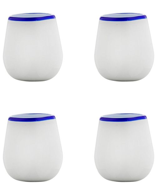 Set Of 4 Leon Mexican Glassware Stemless Wine Glasses