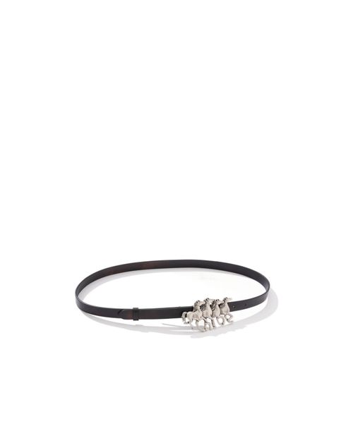 Horse-buckle leather belt