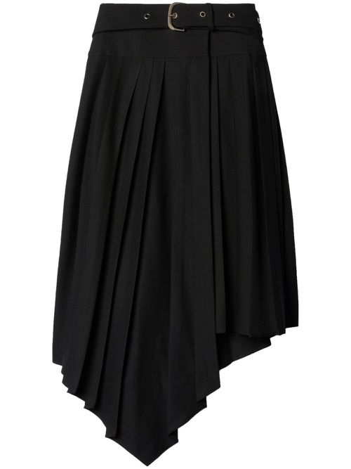 Tech Drill pleated asymmetric skirt - Black