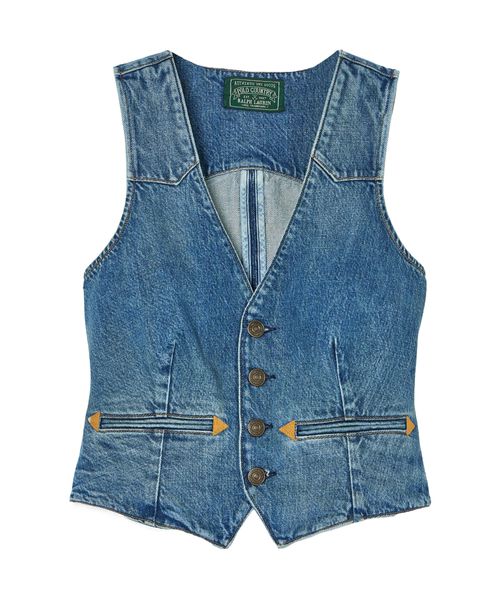 Embroidered denim vest