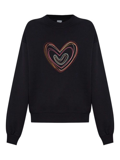 Heart-embroidered sweatshirt - Black