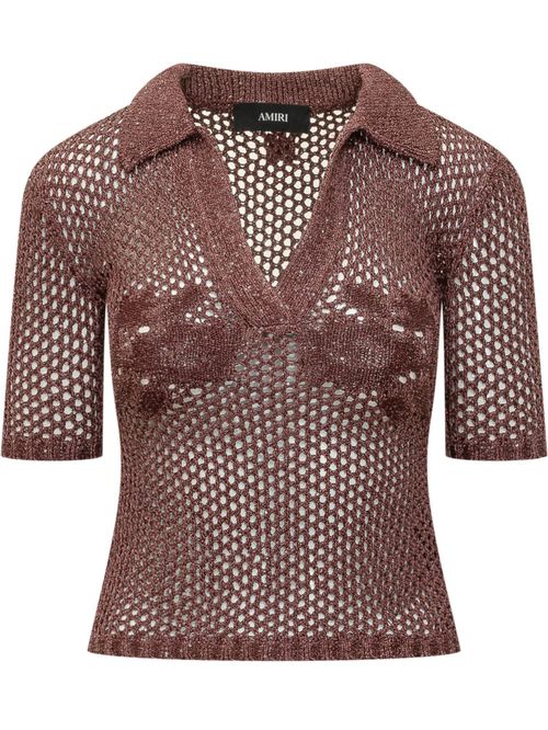 Red Knitted Shirt Collar Polo