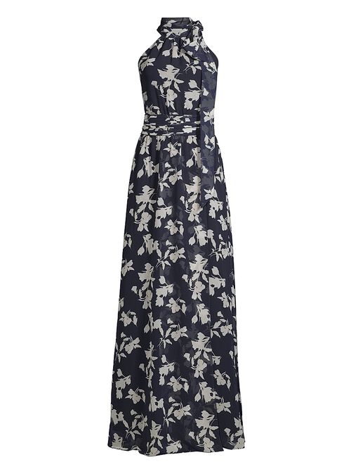 Women's Kayla Floral High-Neck Gown - Navy Venetia Petal