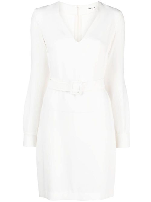 White Belted V-neck Minidress