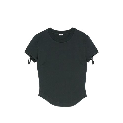 Bow-detail Curved-hem T-shirt