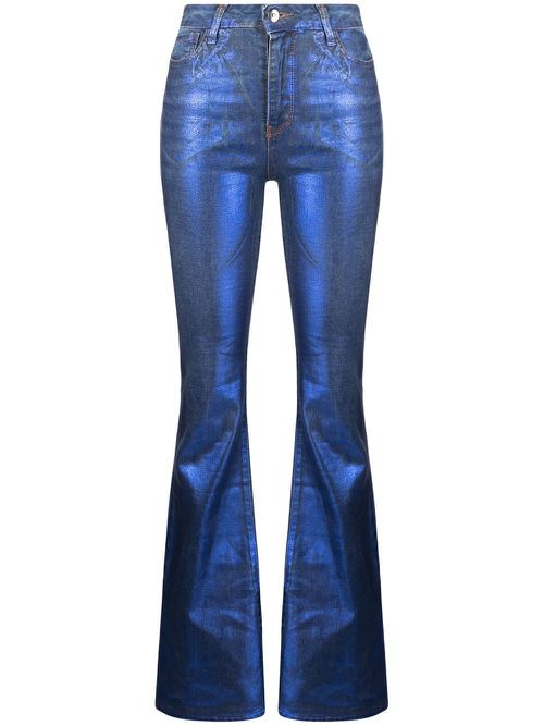 Metallic flared slim-cut jeans - Blue