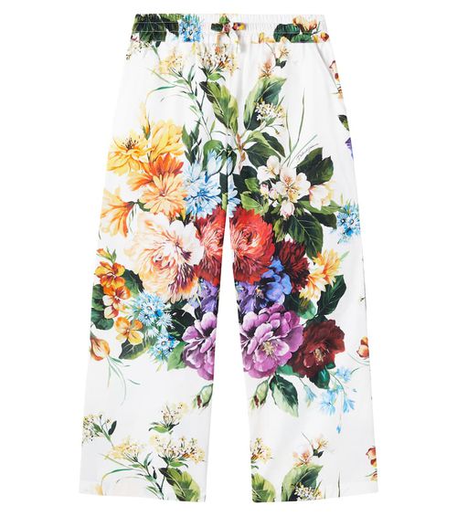 Floral cotton poplin palazzo pants