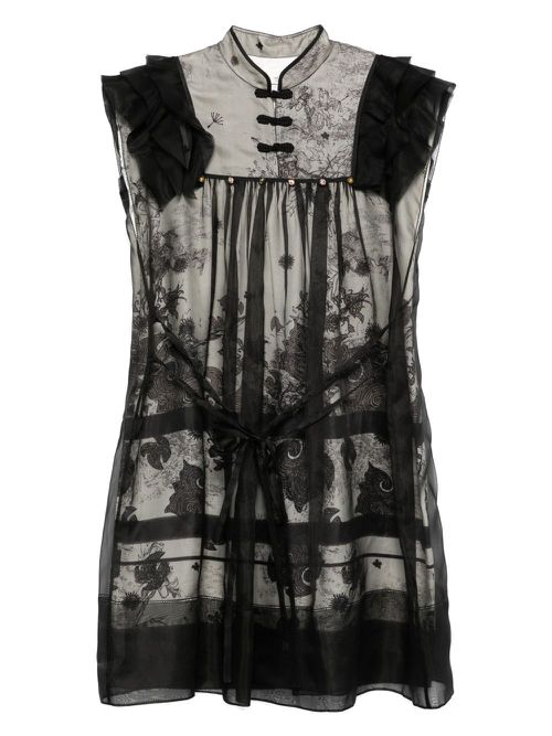 Patterned-jacquard mini dress - Black
