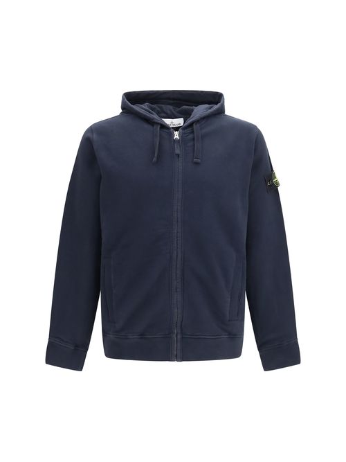 Zip-Front Cotton Hoodie Sweatshirt — Navy