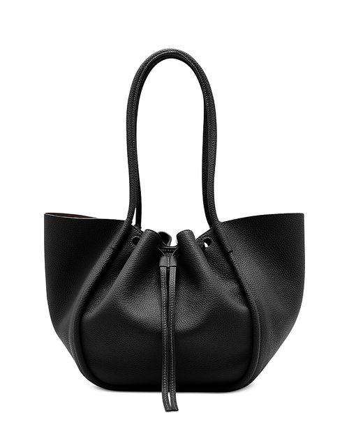 Large Ruched Tote in Soft Pebbled Leather