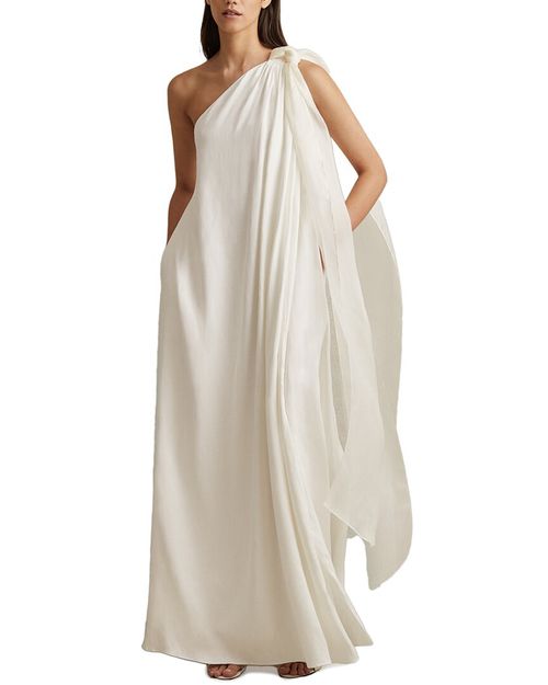 Athena Linen-Blend Bow One Shoulder Maxi Dress
