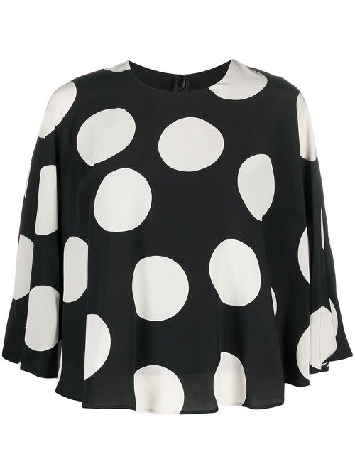 Valentino Garavani polka dot print cape-style blouse - Black