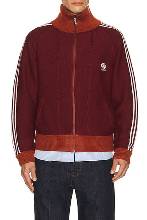 Rice nine ten Knitted Track Jacket in Wine Red - Wine. 1 also