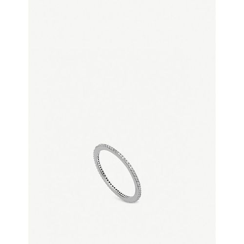 Womens White Skinny Sterling Silver and Diamond Eternity Ring I