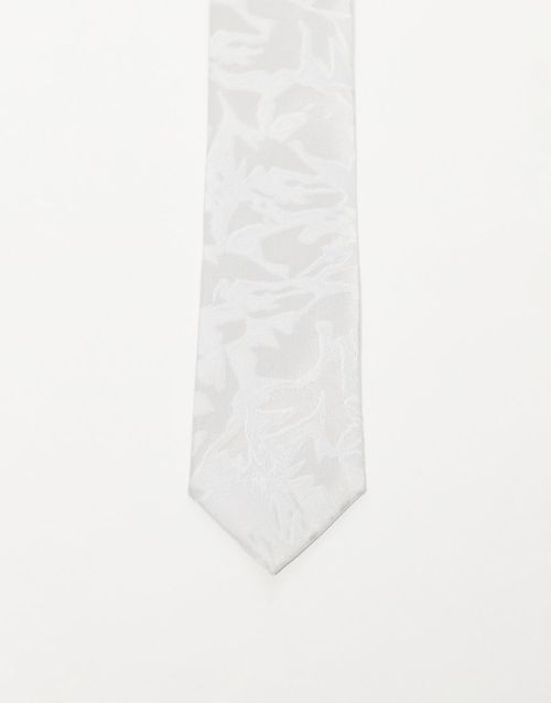 ASOS DESIGN abstract print tie in off white